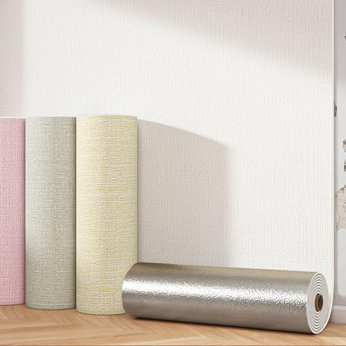 Dämmtapete für Innenwände, Isolierende Thermotapete - Selbstklebende Isolier-tapete Feuchtigkeitsbeständige, 3mm Schaumstoff, Wasserfest Wandverkleidung Innen(Weiß,50x1000cm)
