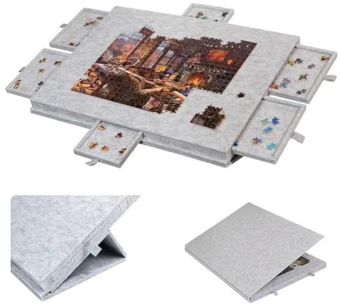 ByteRunning Tablero de Rompecabezas,Mesa de Rompecabezas Inclinable,Tablero de Rompecabezas de Fieltro Liviano,con Cubierta y Cajones de Clasificación,para Clasificar Y Guardar Piezas Rompecabezas