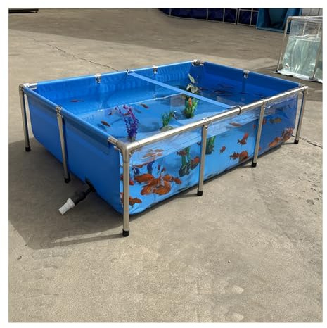 Koi Pond Tank with Clear Viewing Window - PVC Canvas Liners & Steel Frame for Aquatic Farming