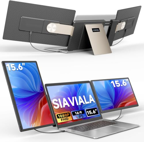 siaviala Monitor Portable 15,6 Extensor Pantalla Portatil 1080P FHD, Triple Pantalla Portatil Extensible se Puede Girar 235° para su Uso de 13-17.3, Plug & Play para Windows/Mac/Android/Switch/PS5