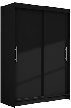 Schwebetürenschrank Miami I Modernes Kleiderschrank, Schlafzimmerschrank, Schiebetürenschrank, Garderobe, Schlafzimmer (Schwarz)