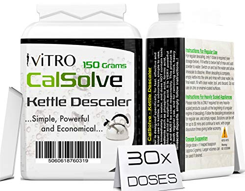 Kettle Descaler Heavy Duty Limescale Remover and Cleaner CalSolve Powder 60x Doses 300 Grams