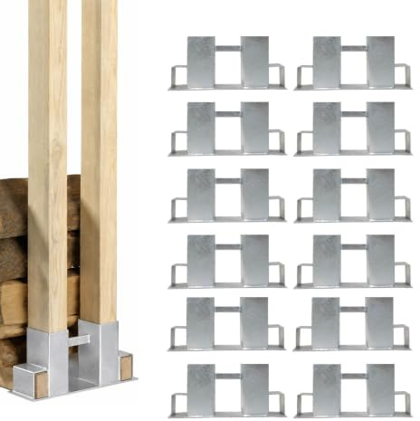 Holzstapelhilfe 12 Stück feuerverzinkt für Kanthölzer 7x7 cm / 4x6 cm | Stapelhilfe Holzstapelhalter Brennholz Kaminholz Gestell Holz