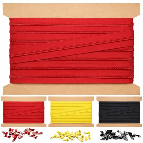 5m Endlosreißverschluss 5mm mit 10 zipper reißverschluss endlos Rot