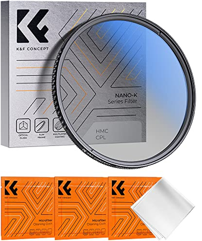 K&F CONCEPT 43mm Filtro Polarizador Circular CPL de Vidrio óptico con Nano-Revestimiento de 18 Capas para Objetivo 43mm (Incluye 3 Paños de Limpieza)