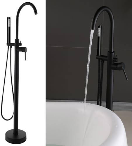Black Brass Freestanding Bath Faucet Bath Mixer Tap Hand Shower Bathroom Shower Set Faucet