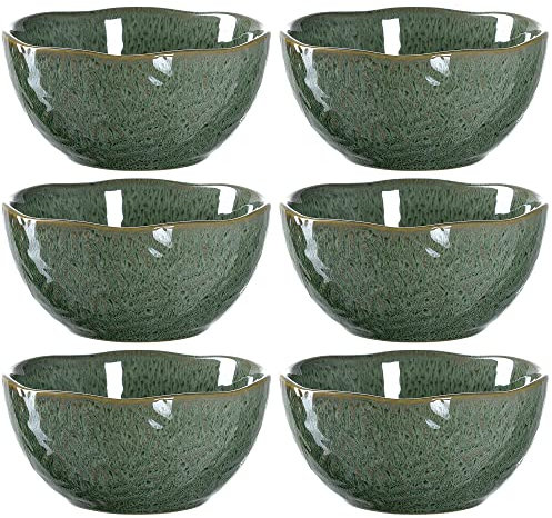 Leonardo Matera Keramik-Schalen, 6er Set, spülmaschinengeeignete Dessert-Schälchen, Müslischalen, Snack-Schüsseln, grün, Ø 12 cm, 380 ml, 018583