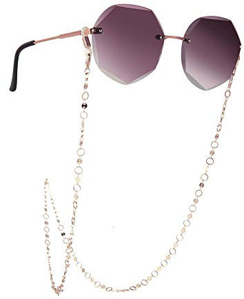 LIKGREAT Delicate Circle Metallglaskette für Frauen Brillenkette Sonnenbrillenhalter Gurt Brillenhalter (Roségoldton)