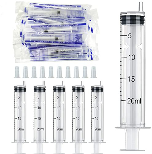 Gebildet 10Pack Siringa 20ml con Tappi in Plastica Liquido di Misurazione per Laboratori Scientifici, Liquido di Misurazione, Alimentazione Animale, Giardinaggio