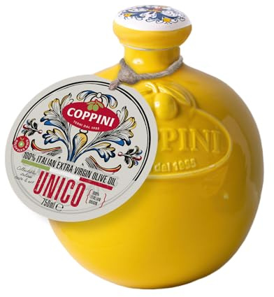Unico 750mL Olio extra vergine 100% italiano in ceramica originale di Deruta Giallo
