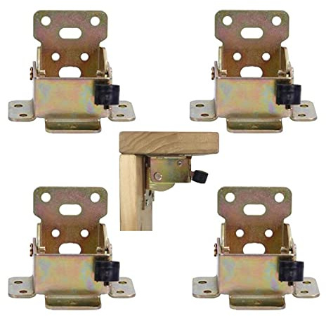 Sunbbingsp Lot de 4 charnières de Pied de Table Pliables à 90 ° - Verrouillage Pliable pour Pieds de Table et bancs - Console Pliante pour (doré)