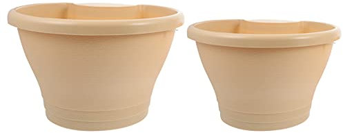 YARNOW 2 Stücke fallrohr blumentopf Regenrohr Pflanztopf Balkontopf Fallrohr Hängetopf Wand Topf Regenfallrohre Pflanzgefäß Regenrinne Übertopf Draußen Balkon Pflanzkübel Beige