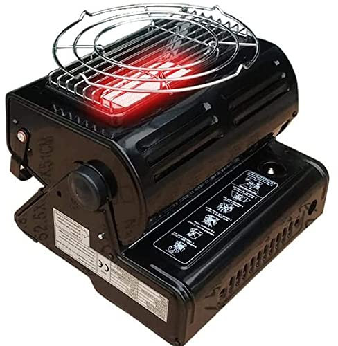 YKYR Estufa De Gas De Camping Compacto, Calentador De Butano De Propano Portátil, Calefactor De Gas Giratorias De 90 Grados Ligero, Quemador De Cerámica (Color : Black)