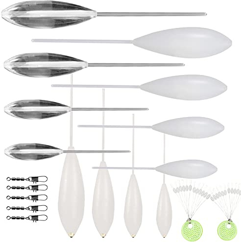 Njord Kalastus Sbirolino Set 8 & 12 Teilig - 4X sinkend 4X Schwimmend + 5X Dreifachwirbel und 20x Schnurstopper im Vorteilsset | Spirolino Forelle Sbirolino sinkend Spirolino Set Schwimmer