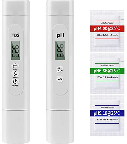 Ueomul pH TDS Messgerät Combo, pH TDS Temperatur 3 IN 1 Wasserqualität Tester mit 0,01 pH, ± 2% hohe Genauigkeit Ideal Wasserreinheit Test für Trinkwasser, Pool, Aquarien, Hydroponics