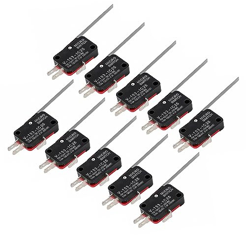 SMGDA 10 unidades Micro Interruptor Fin de Carrera Palanca de Bisagra 3 pines Actuador Momentáneo con Botón Pulsador para Arduino 250 V 16 A V-153-1C25