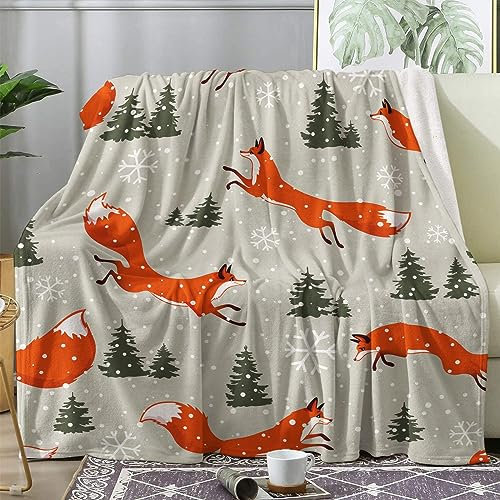 ZDABAOEC Kuscheldecke Flauschig Waldtiere Fuchs Decke, Fleecedecke 220x240, Sofadecke & Couchdecke, Weiche Kuschelige Wohndecke Blanket, XXL Groß Decken für Sofa Couch