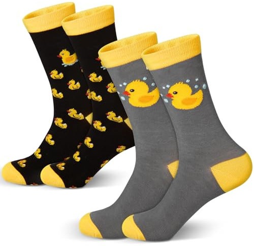 Hicarer 2 Paires Chaussette de Canard Chaussettes Drôles d'Animaux Chaussettes Fantaisie de Canard pour Femme Homme Noël