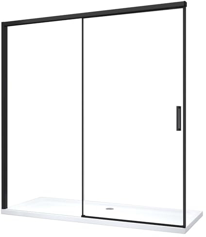 Porte de douche pour installation en niche avec fermeture douce Soft Close H 200, cadre en noir mat 8 mm (Cm 120 (117-120))
