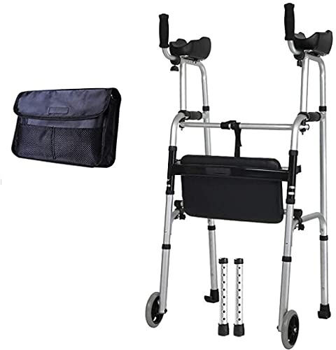 Gehhilfen für Senioren Kompakter, zusammenklappbarer Gehwagen mit 5-Zoll-Rädern, höhenverstellbar für Senioren, schmal, unterstützt bis zu 90 kg, leichter Rollator, langlebige Mobilitätshilfe (