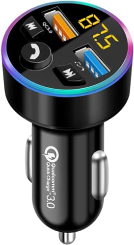 Transmetteur FM, transmetteur FM pour voiture, adaptateur audio Bluetooth 5.0, lecteur MP3 avec port de charge double USB QC3.0 + 2,4 A, prise en charge mains libres, disque U, détection de tension,