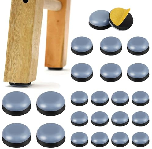 TRKETK 24 Pièces Patins en Teflon pour Meubles, PTFE Rondes Auto-Adhésives Coulisses de Meubles Curseurs d'Appareils de Cuisine pour Friteuse à Air Machine à Pain Mélangeurs Grils (Ronds)