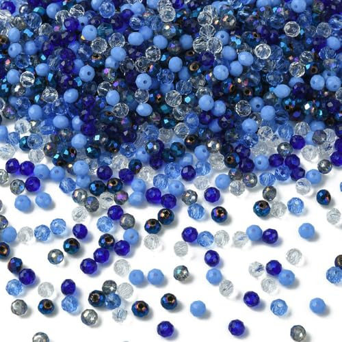 DanLingJewelry Lot de 500 perles en verre à facettes avec trou pour bracelets, colliers, boucles d'oreilles, 4 mm