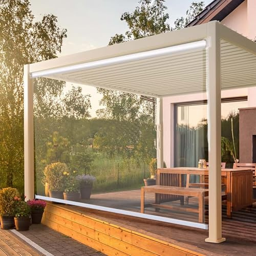Generico Tenda a Rullo PVC Trasparente Impermeabile Tapparella Avvolgibile per Giardino Esterno Tenda a Rullo con Catenella Laterale Isolamento Termico Antipolvere Tenda Antipioggia,200 * 200cm