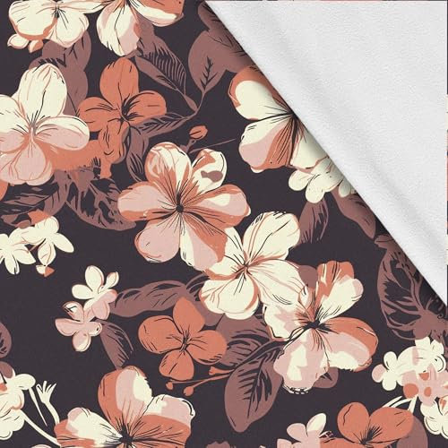 HEKO PANELS Softshell Stoff Meterware Outdoor Stoff Wasserfest Mit Fleece Stoff Zum Nähen Nähstoffe Windfest Für Jacke Wandern Sport Overall Blumen 2 Meter 145 x 200 cm