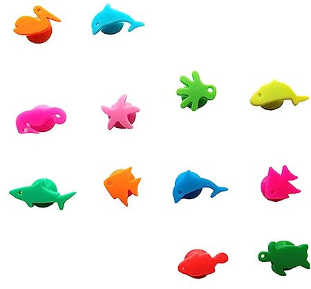 OKUMEYR 12pezzi Segnaposto Per Bicchieri Da Vino Animali Marini Marcatori Riutilizzabili Per Feste Identificatori Colorati Per Calici Accessori Per Vino e Degustazioni