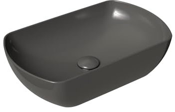 RAVAK Lavabo de diseño | lavabo superior | lavabo ovalado | cuenco de cerámica | lavabo de mano Uni Slim 500 O | gris