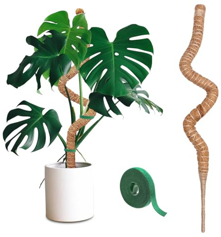 Moss Pole 160 cm Bendable Moss Poles for Plants 1 Pcs Moss Pole for Monstera Coir Totem Pole for Climbing Plants Support Outdoor Indoor Plant with Two-Meter Velcro for Potted Plants to Grow Upward