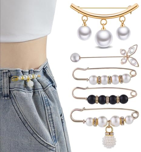 Lot de 5 broche pour femme de bélier, bijoux pour vêtements, chandail, écharpe, décoration avec perles et strass, accessoires, clip pour châle chandail