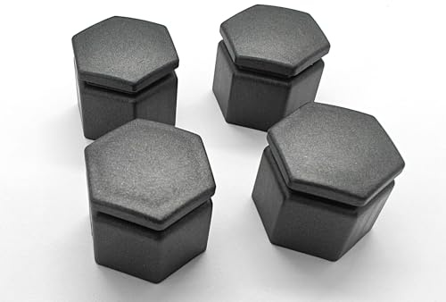 Partsdealers Wheel Nut Covers - Durable Bolt Covers Caps (4, Matt Dark Grey, 19mm HEX)