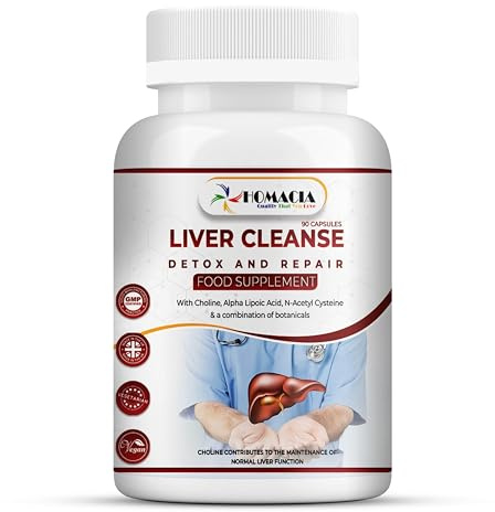 Cleanse Detox and Repair Supplement by Homacia | Choline-Infused Natural & Vegan-Friendly | Liver Health for Women & Men | 90 Caps