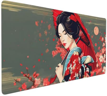 Tapis de Souris Japon Tapis Souris XXL 900 x 300 mm, Grand sous Main Bureau Gamer Femme Mouse Pad, avec Surface en Caoutchouc Antidérapant, Gaming Mouse Pad Améliore la Précision et la Vitesse H-946