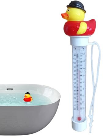 Schwimmendes Pool-Thermometer, einfach, digitales Thermometer, süßes Enten-Design, schwimmendes Eisbad-Thermometer, präzises Thermometer für Whirlpool, mit langem Seil, Monitor