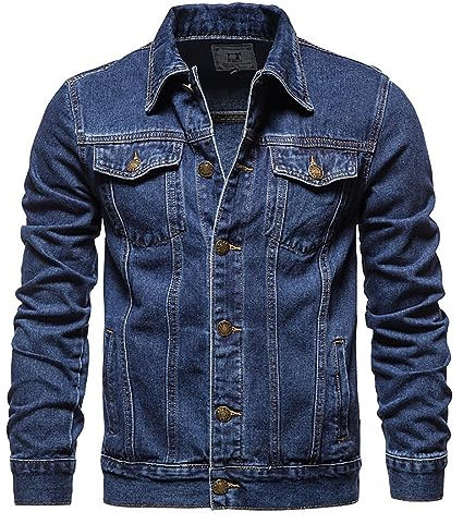 Giacca Denim Uomo, Giacca Estiva Uomo, Vintage Classica Giubbotto Denim Giacca Sottile Elegante Motociclista da Uomo Blu Cargo Giacca Casual Slim Fit per Donna Uomo per Il Tempo Libero