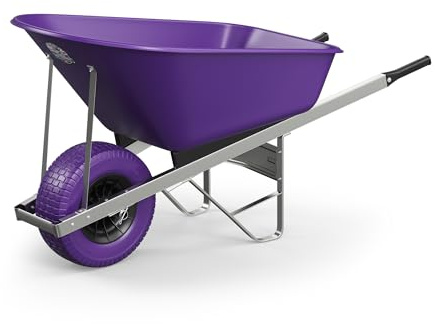 Agri Barrow Wheel Barrow 120 Litre Plastic Wheelbarrow with Fat Puncture Proof Tires, Purple- Ideal for Equestrians, Gardeners, Yard & Garden Maintainers, Farmers, Stable Workers, Allotment Owners
