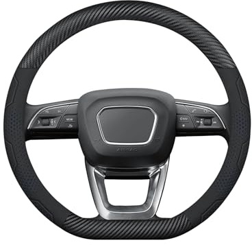 Ergocar Lenkradbezug, D-Typ Carbonfaser Und Leder, Sportlicher Stil, 37–38 cm (14,5–15 Zoll), Weich, Atmungsaktiv, Universell Einsetzbar Für Alle Jahreszeiten