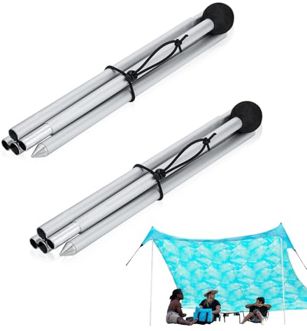 2 Pack Replacement Beach Tent Poles Compatible with Neso, Portable Extra Poles for Beach Tent, 6.56ft Pole, Aluminum Canopy Foldable Pole, Compatible with Neso Grande and Gigante Tents