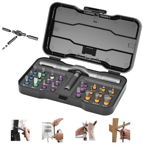 PYserne 24 in 1 Magnetic Screwdriver Sets, 58-Tooth Dual-Direction Ratchet Screwdriver Set Multi Bit Free Combination with Storage Case Repair Tool for Furniture Computer Bicycle