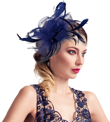Clip Fascinator in Rete – Elegante Accessorio per Capelli con Clip per Donna, Fascinator per Matrimoni e Occasioni Speciali, Copricapo Accessori Donna (Blu Navy)