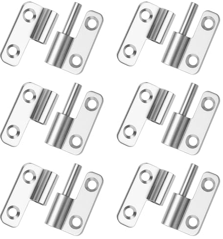 Lift Off Door Hinges 6pcs Detachable Swing Hinge 1.5 Inch Stainless Steel | 304 Rising Butt Right Handed Small Slip Joint Flag Detachable Gate Hinges Pins for Internal External Doors