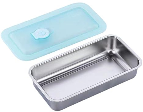 Genérico Fiambreras De Acero Inoxidable Para Bocadillos | Recipiente Metálico Reutilizable Con Doble Compartimento - Cajas Alimenticias Para Cocina Comidas Viaje Playa Picnic
