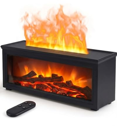 Essential Oil Diffuser, 7-Color Fireplace Fire Flame Aromatherapy Humidifier, 280ml Ultrasonic Aroma Diffuser Cozy Gift with Time Sets and Remote Control for Bedroom Home Yoga Office
