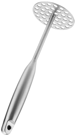 Potato Masher - Ricer for Mashed Potatoes, Garlic Press Gourmet Kitchen Tool, Stainless Steel Fruit Vegetable Puree Maker | for Beans Avocados Sweet Potatoes Apples Bananas Puree Cooking Preparation