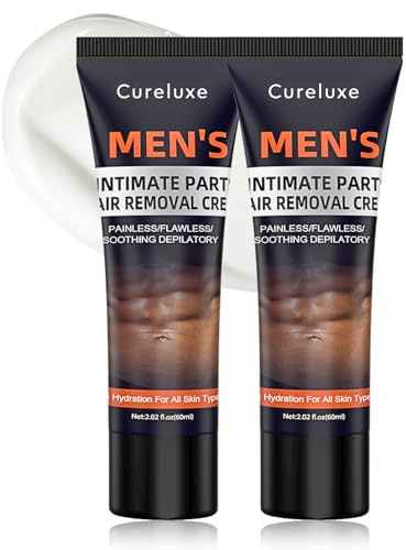 Intimate Private Hair Removal Cream for Men, Mens Hair Removal Cream for Genitals & Pubic Remover for Smooth Skin, Depilatory Cream, Sensitive Formula for All Skin Types, 2PCS