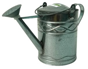 Valoak Innaffiatoio Zincato Grande L – Annaffiatoio in Metallo con Beccuccio Lungo e Diffusore a Pioggia | Ideale per Giardino, Orto e Piante in Vaso | Made in Italy