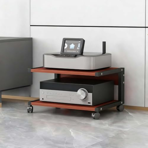 TAUIANE Meuble TV à roulettes, éTagèRes De Rangement Modernes en Bois pour Console, éTagèRe Audio-VidéO à 2 Niveaux, Tour Audio d'angle pour Meuble TV, pour Salon Ou Salle De Jeux,003,50x40x30cm